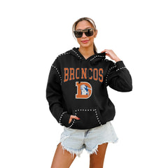 Denver Broncos Gameday Couture Women's Studded Pullover Hoodie Black - NFL