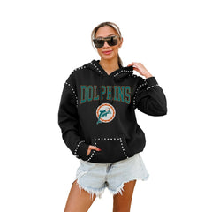 Miami Dolphins Gameday Couture Women's Studded Pullover Hoodie Black - NFL