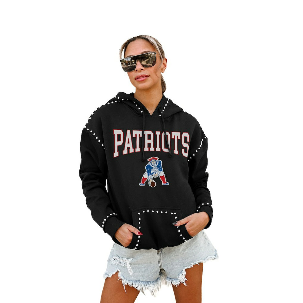 New England Patriots Gameday Couture Women's Studded Pullover Hoodie Black - NFL