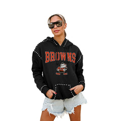 Cleveland Browns Gameday Couture Women's Studded Pullover Hoodie Black - NFL