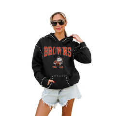 Cleveland Browns Gameday Couture Women's Studded Pullover Hoodie Black - NFL