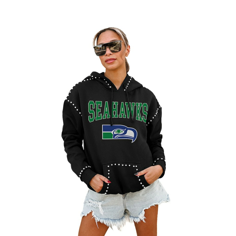 Seattle Seahawks Gameday Couture Women's Studded Pullover Hoodie Black - NFL