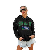Seattle Seahawks Gameday Couture Women's Studded Pullover Hoodie Black - NFL