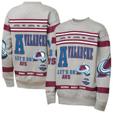 Colorado Avalanche - Mitchell & Ness Youth Allover Print Fleece Crewneck Sweatshirt Heather Gray