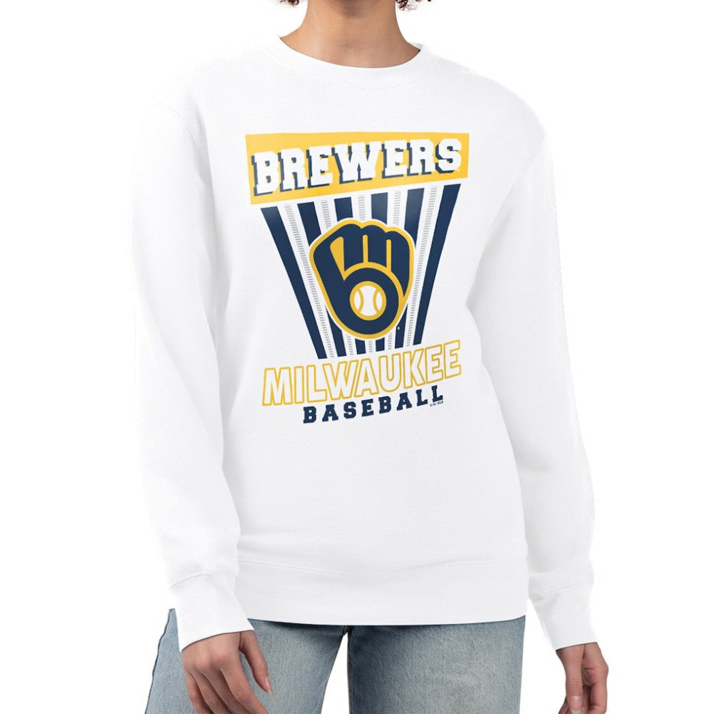 Milwaukee Brewers Starter Women's Poster Print Team Fleece Pullover Sweatshirt On Sale