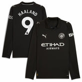 Puma Erling Haaland Manchester City 2025/26 Away Replica Long Sleeve Player Jerseys - Black
