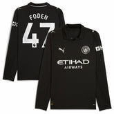 Puma Phil Foden Manchester City Away 2025/26 Replica Long Sleeve Player Jerseys - Black
