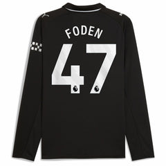 Puma Phil Foden Manchester City Away 2025/26 Replica Long Sleeve Player Jerseys - Black