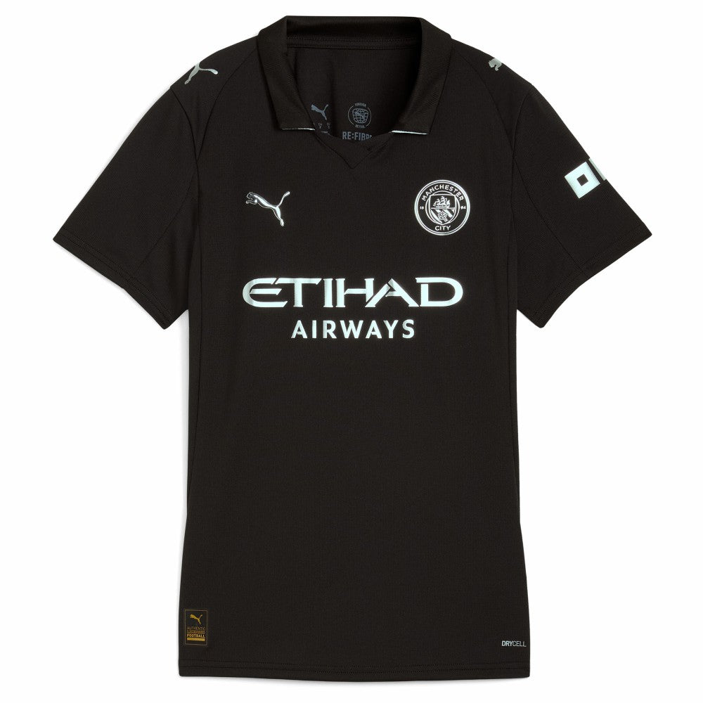 Puma Erling Haaland Manchester City Women's 2025/26 Away Replica Player Jerseys - Black