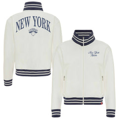NBA - New York Knicks Sportiqe Women's Athletic Club Collection Sutton French Terry Full-Zip Jacket - Cream