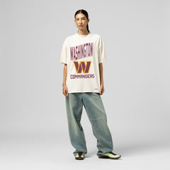 Washington Commanders Women's Logo Rise Boyfriend T-Shirt Cream - Mitchell & Ness