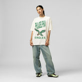 Philadelphia Eagles Women's Logo Rise Boyfriend T-Shirt Cream - Mitchell & Ness