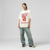 Tampa Bay Buccaneers Women's Logo Rise Boyfriend T-Shirt Cream - Mitchell & Ness