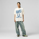 Indianapolis Colts Women's Logo Rise Boyfriend T-Shirt Cream - Mitchell & Ness