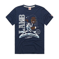 CeeDee Lamb Dallas Cowboys Homage Unisex Caricature Player Graphic Tri-Blend T-Shirt Navy - NFL