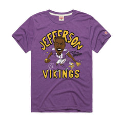 Justin Jefferson Minnesota Vikings Homage Unisex Caricature Player Graphic Tri-Blend T-Shirt Purple - NFL