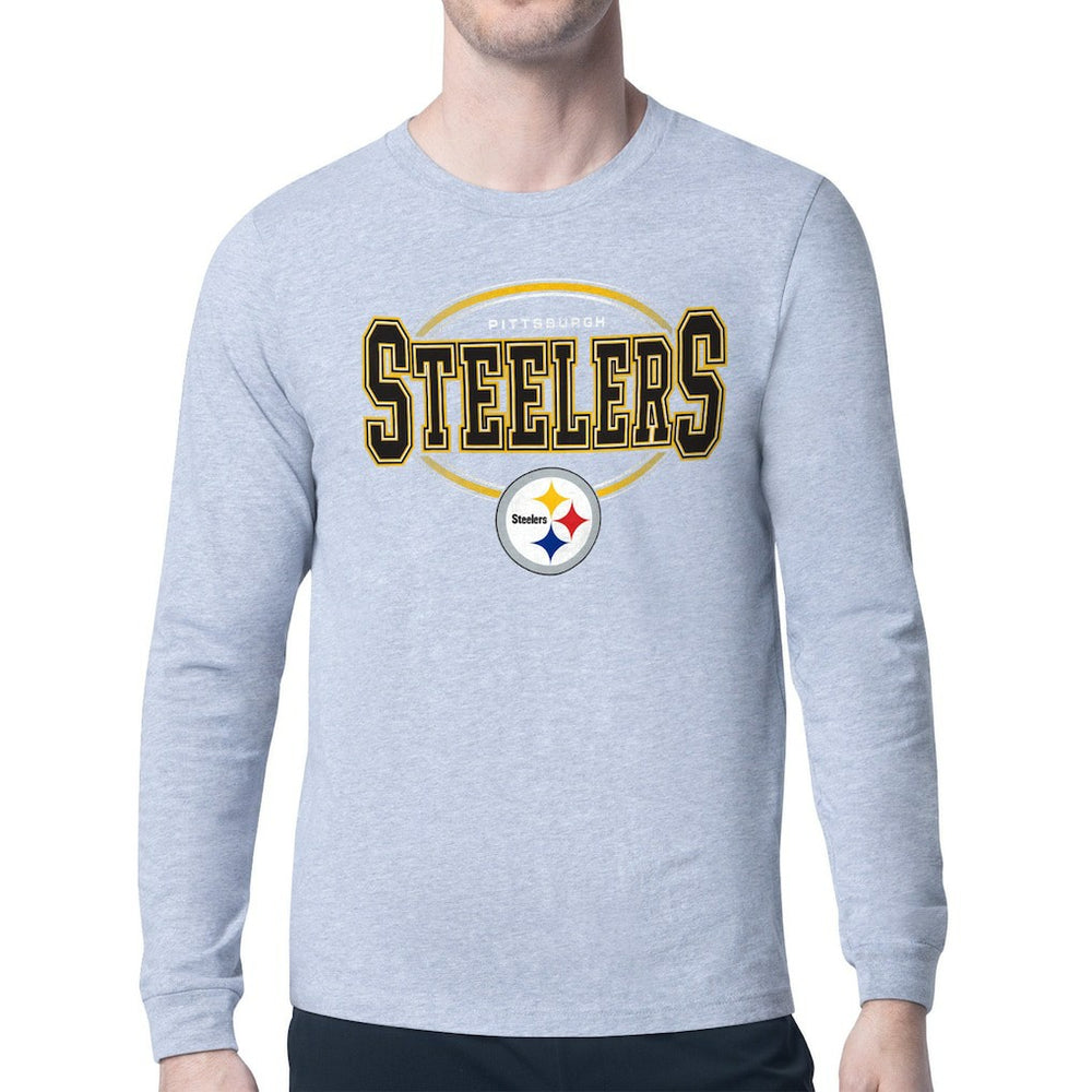 Pittsburgh Steelers Starter Team Track Graphic Long Sleeve T-Shirt Heather Gray - NFL