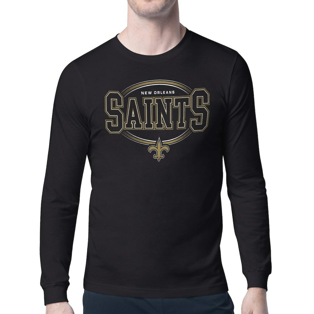 New Orleans Saints Starter Team Track Graphic Long Sleeve T-Shirt Black - NFL