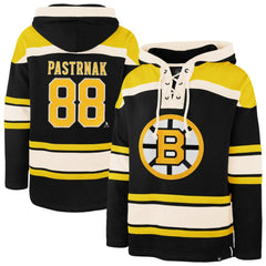 David Pastrnak Boston Bruins '47 Player Name & Number Lacer Hoodie Black