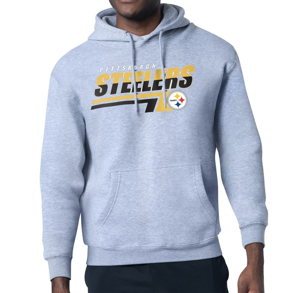 Pittsburgh Steelers Starter Logo Push Graphic Hoodie Heather Gray - NFL
