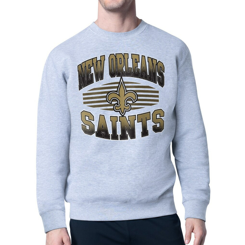 New Orleans Saints Starter Team Grit Graphic Fleece Pullover Sweatshirt Heather Gray - NFL