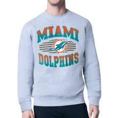Miami Dolphins Starter Team Grit Graphic Fleece Pullover Sweatshirt Heather Gray - NFL