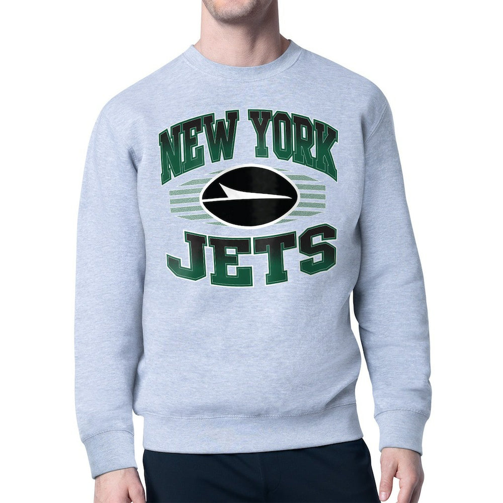 New York Jets Starter Team Grit Graphic Fleece Pullover Sweatshirt Heather Gray - NFL