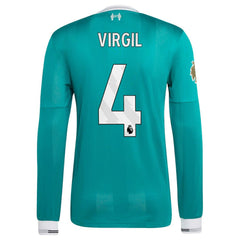 Adidas Virgil van Dijk Liverpool 2025/26 Third Long Sleeve Player Jerseys - Green