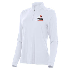 Cincinnati Bengals Antigua Women's Streak Intent Quarter-Zip Pullover White - NFL
