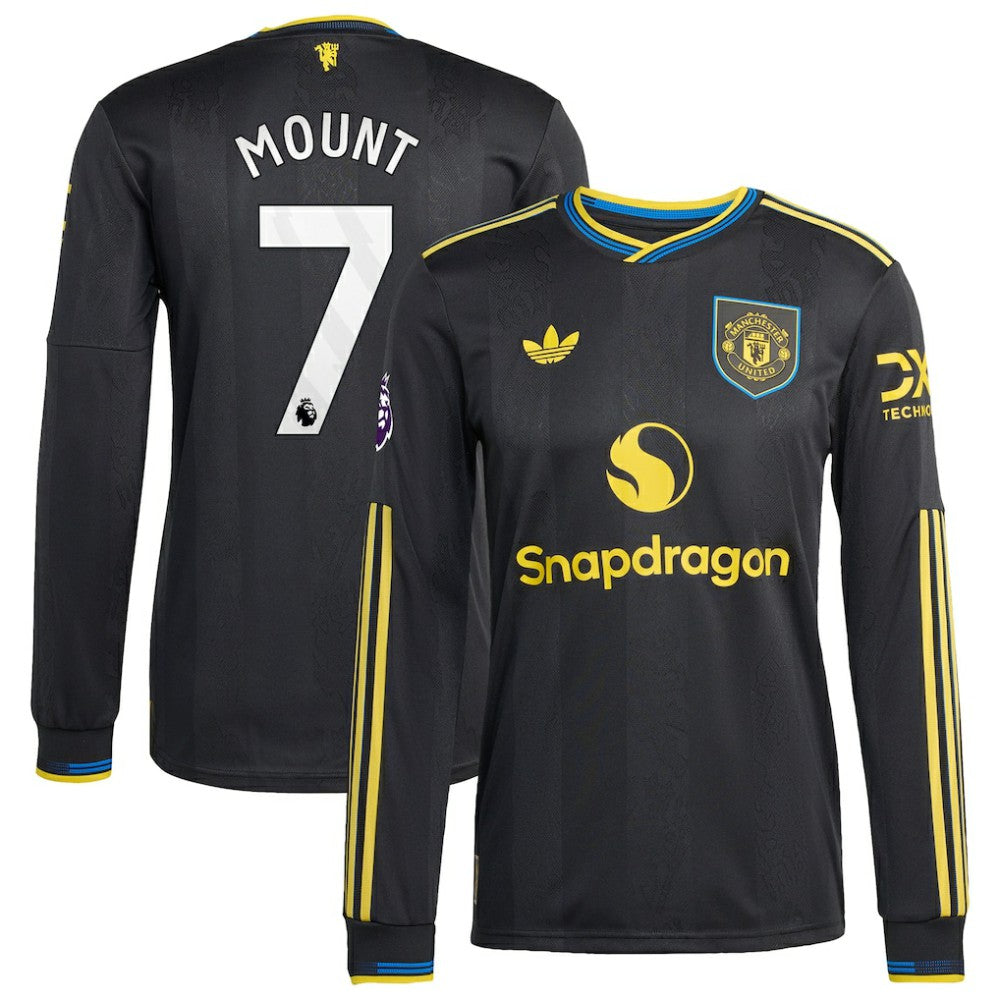 Adidas Mason Mount Manchester United 2025/26 Third Long Sleeve Player Jerseys - Black