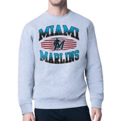 Miami Marlins Starter Team Grit Graphic Fleece Pullover Sweatshirt Clearance