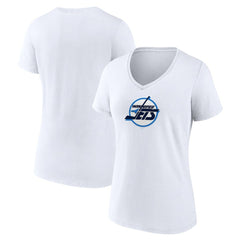 Winnipeg Jets - Women's Primary Logo V-Neck T-Shirt White