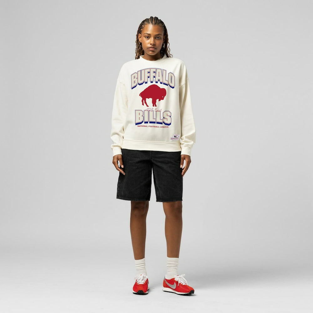 Buffalo Bills Women's Tonal Arch Sweatshirt Cream - Mitchell & Ness