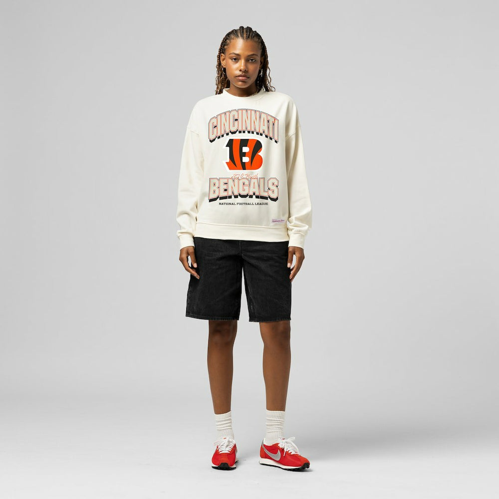 Cincinnati Bengals Women's Tonal Arch Sweatshirt Cream - Mitchell & Ness