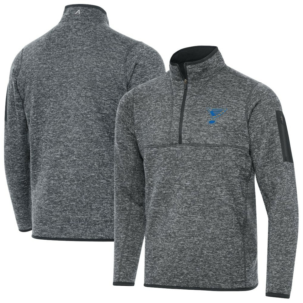 St. Louis Blues - Antigua Fortune Quarter-Zip Pullover Jacket Heather Gray