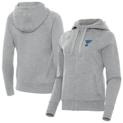 St. Louis Blues - Antigua Women's Victory Full-Zip Hoodie Heather Gray
