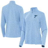 St. Louis Blues - Antigua Mentor Long Sleeve Quarter-Zip Mock Polo Heather Blue