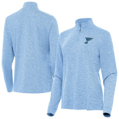 St. Louis Blues - Antigua Mentor Long Sleeve Quarter-Zip Mock Polo Heather Blue