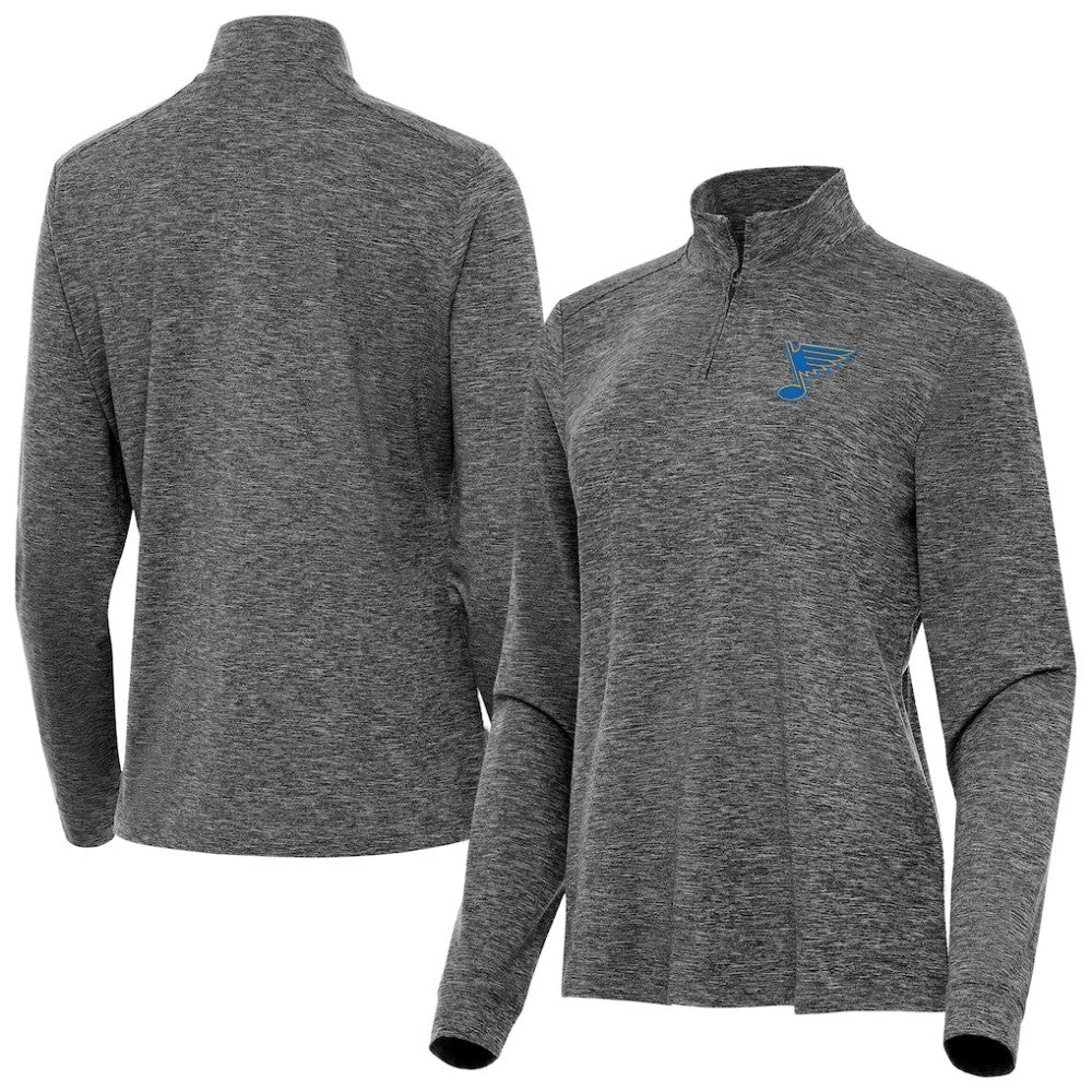 St. Louis Blues - Antigua Mentor Long Sleeve Quarter-Zip Mock Polo Heather Black