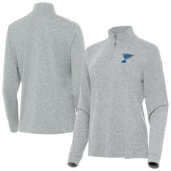 St. Louis Blues - Antigua Mentor Long Sleeve Quarter-Zip Mock Polo Heather Gray