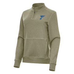 St. Louis Blues - Antigua Women's Crush Quarter-Zip Pullover Olive