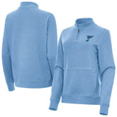 St. Louis Blues - Antigua Women's Crush Quarter-Zip Pullover Heather Blue