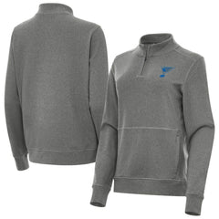 St. Louis Blues - Antigua Women's Crush Quarter-Zip Pullover Heather Black
