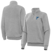 St. Louis Blues - Antigua Women's Victory Quarter-Zip Pullover Top Heather Gray