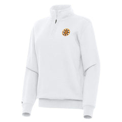 Boston Bruins Antigua Women's Victory Quarter-Zip Pullover Top White
