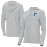 St. Louis Blues - Antigua Women's Daybreak Quarter-Zip Hoodie Heather Gray