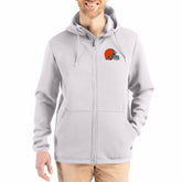 Cleveland Browns Cutter & Buck Roam Epic Comfort Recycled Full-Zip Hoodie Jacket Gray - NFL