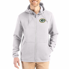 Green Bay Packers Cutter & Buck Roam Epic Comfort Recycled Full-Zip Hoodie Jacket Gray - NFL