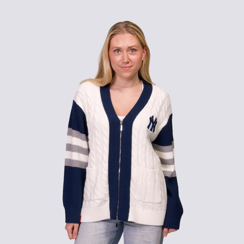New York Yankees Lusso Women's Shyla Knit V-Neck Full-Zip Sweater discount