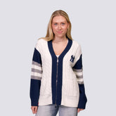 New York Yankees Lusso Women's Shyla Knit V-Neck Full-Zip Sweater discount